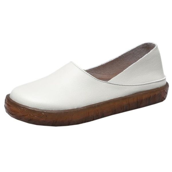 

women casual shoes 2020 new spring concise comfortable soft bottom shallow flat shoes fashion popular genuine leather, Black