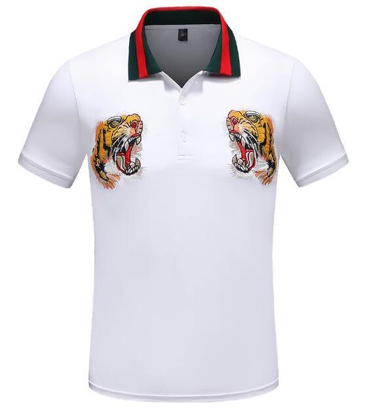 

2019 brand designer polos men casual polo t shirt snake bees tiger embroidery strip polos high street fashion classic polo shirts, White;black