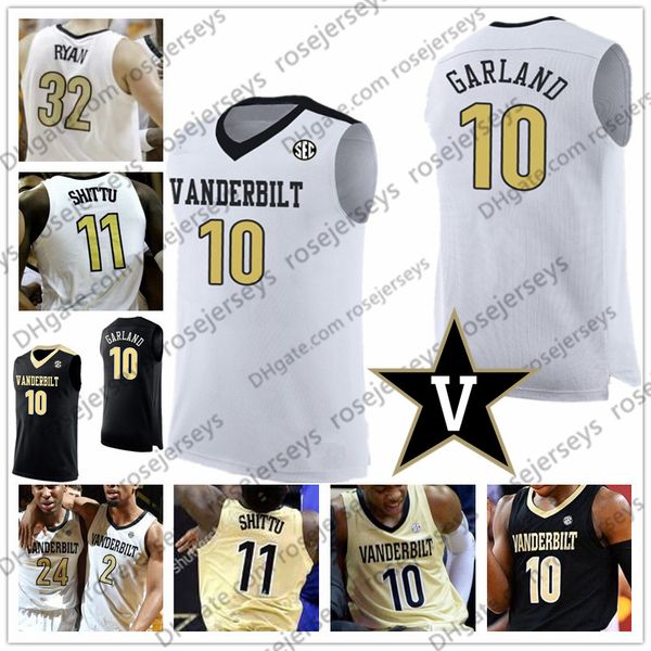 

NCAA Vanderbilt Commodores #1 Dylan Disu 2 Scotty Pippen Jr. 4 Kenyon Martin Wright White Black Gold Men Youth Kid Basketball Jersey 4XL