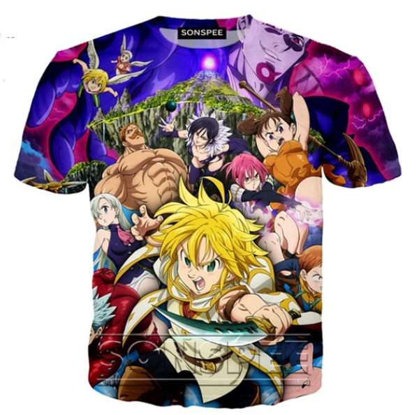

аниме 3d печать t shirt men seven deadly sins nanatsu нет taizai мужчины женщины мода tshirt harajuku тройники homme tshirt k1340, White;black