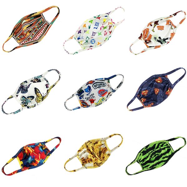 

cute fox children designer printed breath cotton face mask kids fun fancy mouth muffle dust windproof protective cartoon masks #686, Black