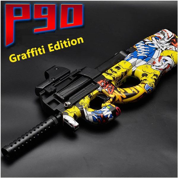 

electric p90 graffiti edition toy gun live cs assault snipe simulation weapon outdoor soft water bullet gun toys for boys kids
