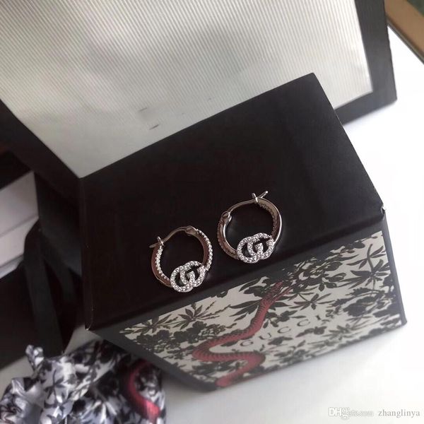 

2019 new diamond earrings letter studs daily wild 925 sterling silver plated 18k gold hypoallergenic earrings, Golden;silver