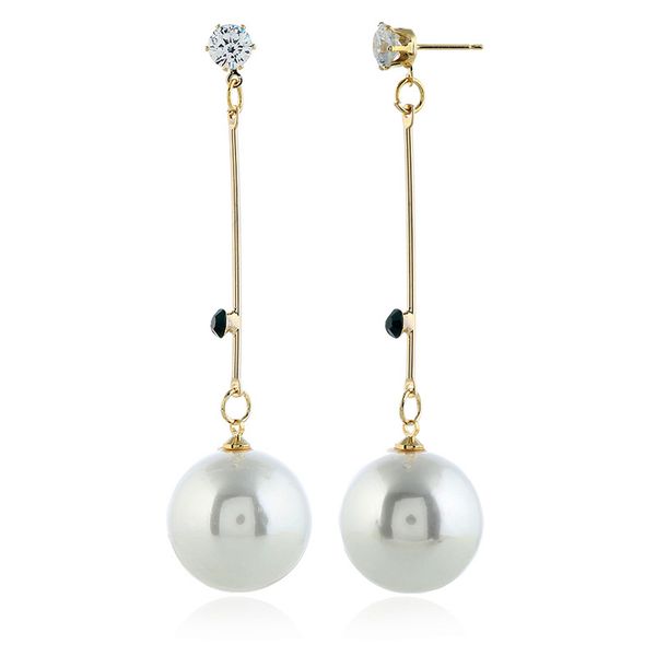 

earrings simple baitao temperament long zircon pearl earrings earrings, Golden