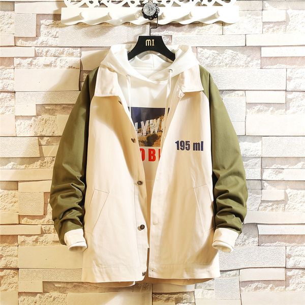 

2019 brand autumn winterfashion men jacket loose casual patchwork print cotton hooded mens clothing coats male outerwear, Black;brown