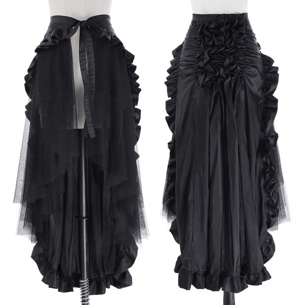 

steampunk gothic punk ruffled bustle long skirt retro lace up asymmetrical lolita darkness retro new, Black