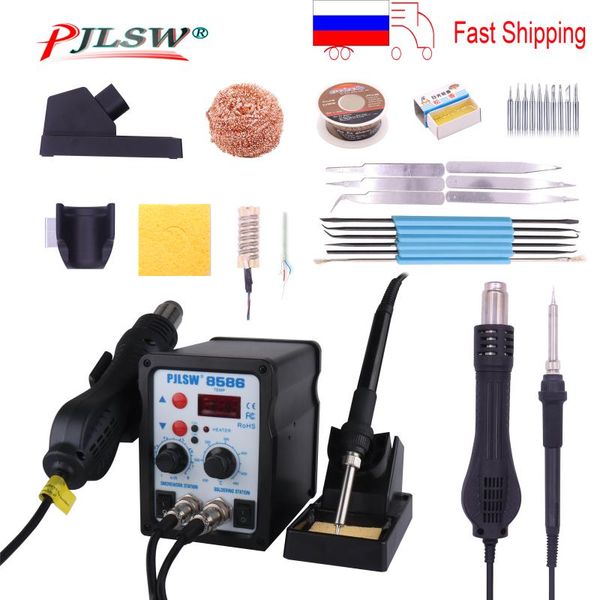 

pjlsw 8586 750w esd soldering station led digital solder iron desoldering station bga rework solder air gun welder