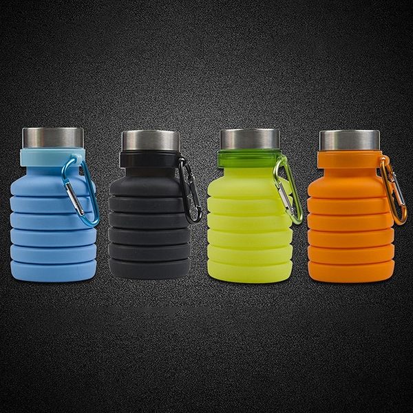 

outdoor travel sports folding silicone water bottle kettle cup black water bottle