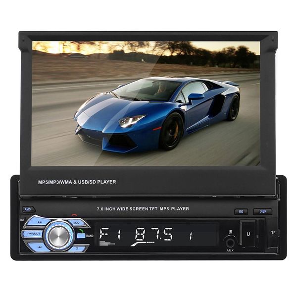 

7inch car stereo audio radio gps navigation retractable touch screen autoradio with bt dvd mp5 sd fm usb player rear view camera