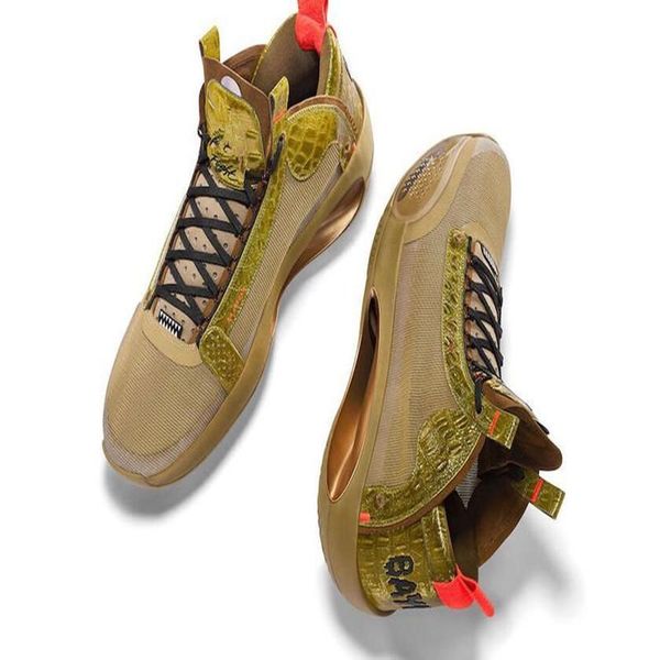 

2020 jumpman xxxiv 34 pe bayou boys zion williamson brown gold men basketball shoes with box size 40-46, Black