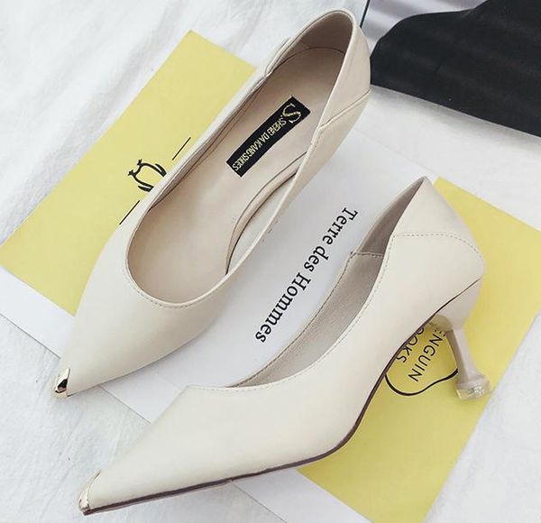 

2019 women's shoes in spring and autumn with new style high heel fine heel pointed end @2903, Black