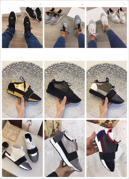 

fashion luxury designer sneaker man woman casual shoes genuine leather mesh pointed toe race runner shoes outdoors trainers with box, Black