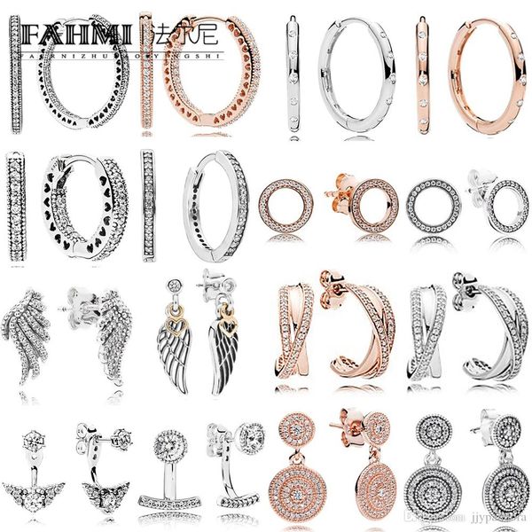 

wpennyi 100% 925 sterling silver charm rose forever studs rose radiant hanging pandora earrings rose entwined hoops droplets earring forever, Black