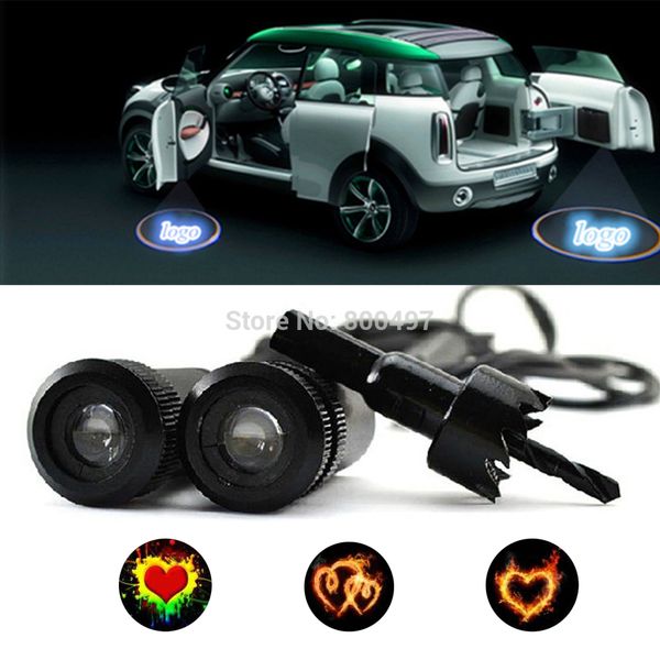 

2 x universal 5w high power car led laser logo lights door welcome ghost shadow projector door courtesy lights for hearts series