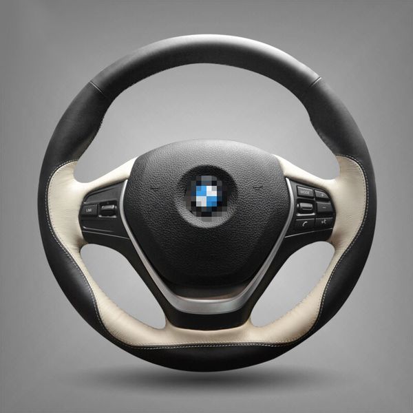 

ручной шитье черная кожаная крышка рулевого колеса автомобиля для f30 320i 328i 320d f20
