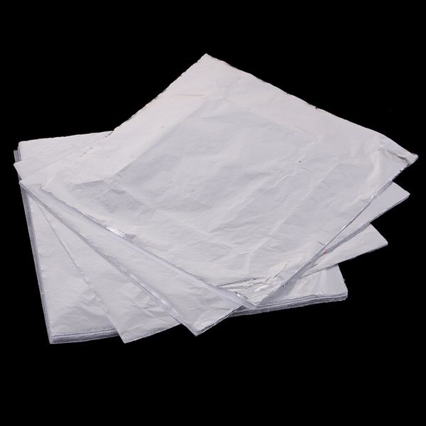 

100 sheets imitation silver leaf for arts, gilding crafting, painting, silver decoration, artistic working, 5.5 by 5.5 inches