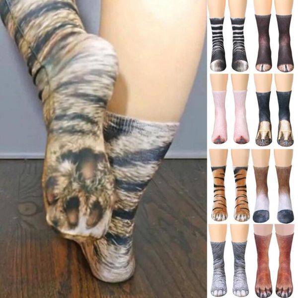 Dos desenhos animados impresso 3D animal Pata casco Socks Mulheres Cheerleader longas Socks Meninas animado e Impressão 3D Adultos Crianças Stocking Sports