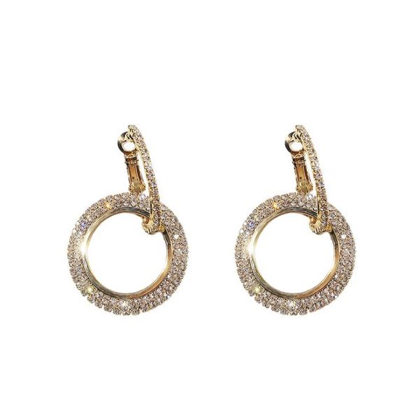 

s925 silver needle new fashion earrings diamond crystal geometrical circle women girl earrings multi-color ing, Golden;silver