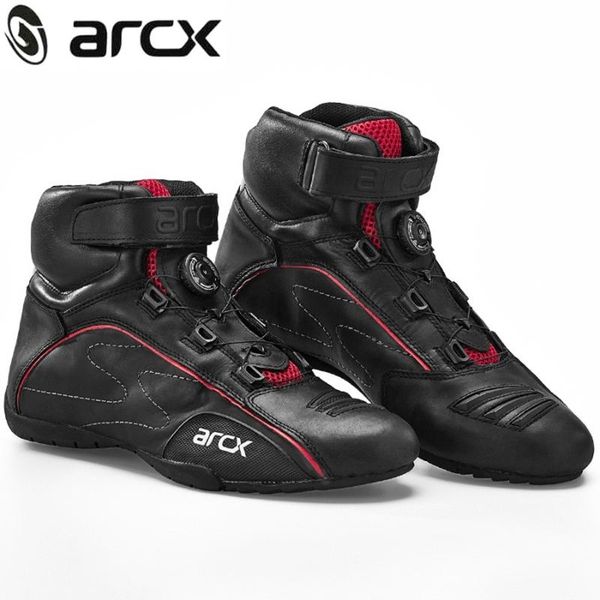 

1pair arcx men's motorcycle short ankle racing breathable boots locomotive motorbike cowhide leather shoes