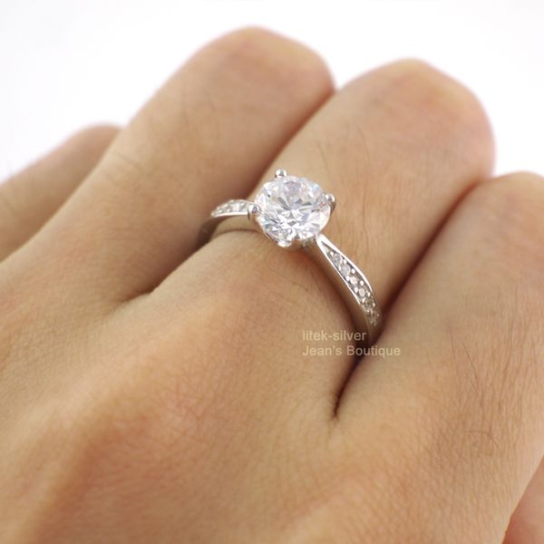 

fashion-925 solid sterling silver fashion jewelry elegant sparkling zirconia simple engagement ring a3321, Slivery;golden