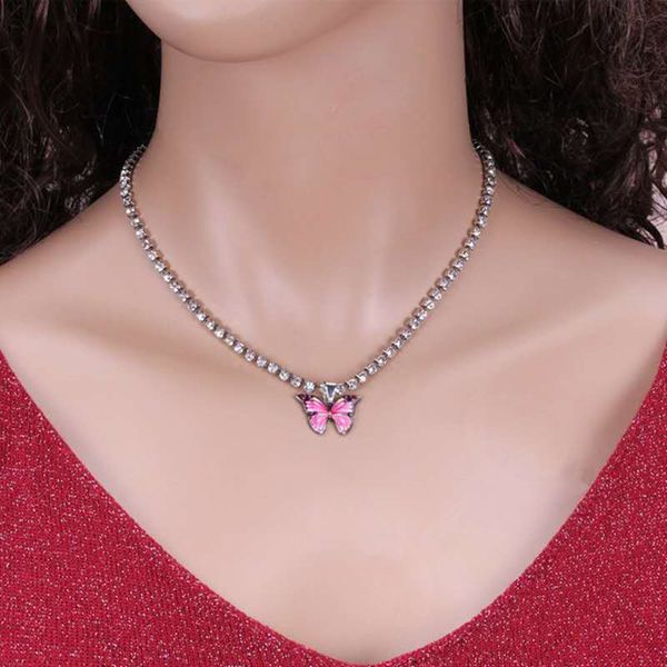 

cross-border personality colorful claw chain diamond necklace simple drop magic butt european and american jewelry, Silver