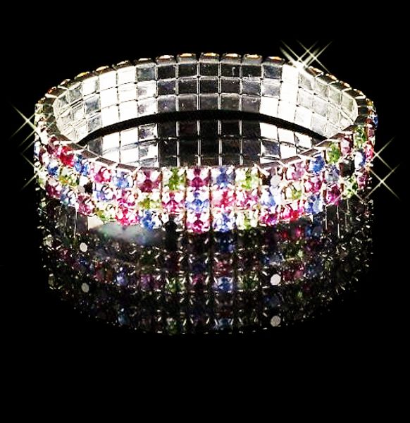 

Multi Color Stretch Bangle 3 Rows Rhinestone Wedding Bracelets Accessories Evening Party Prom Dresses Bridal Jewelry Bracelet Free Shipping