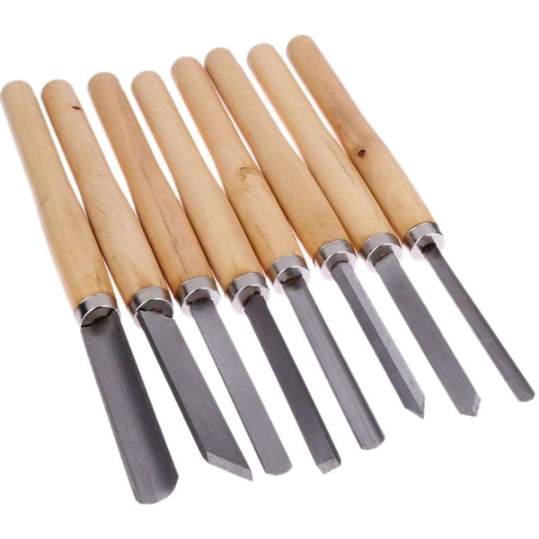 

absf 8pcs/set woodworking carving chisel knives set turning tools wood craft gouge skew parting detail chisel handle sculpture k