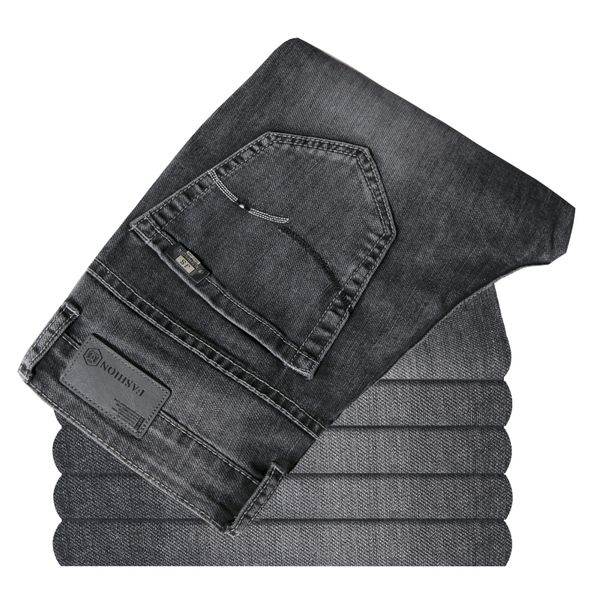 

men's jeans men stretch straight pockets solid casual gloria 2021 brand denim clothes size 42, Blue