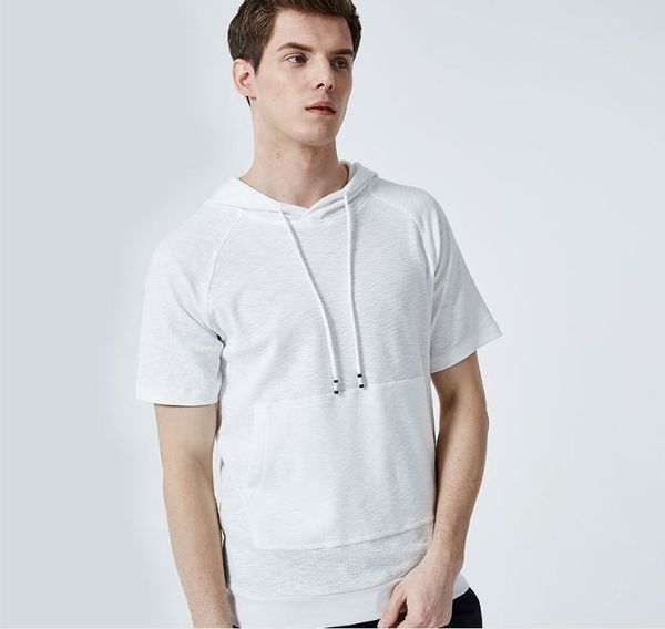 

2019 новые мужские чистые цвета с капюшоном шнурок короткий рукав весна новый стиль модные поло, White;black