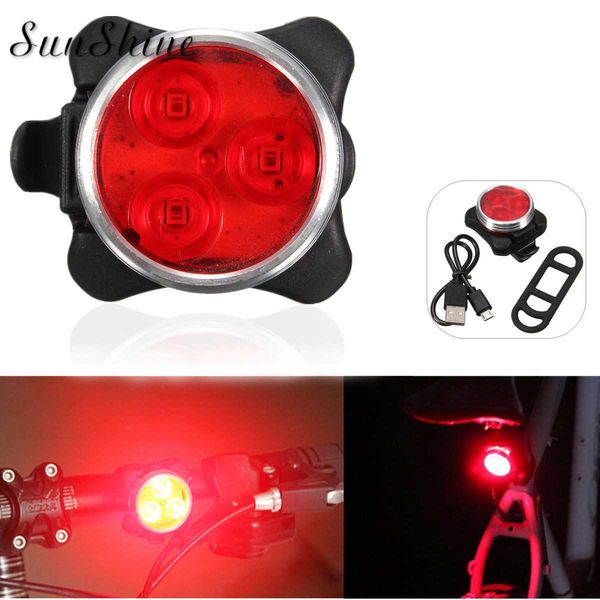 

3 led head front rear tail clip light lamp bycicle light retail&wholesale 40lm usb rechargeable cycling bicycle bike