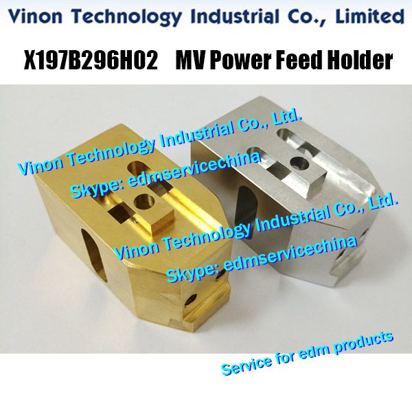 

x197b296h02 edm power feed holder brass 22.5x25x45mm for mitsubishi dwc-mv1200s,mv2400s machine x197-b296-h02, 266990 power feed base for mv