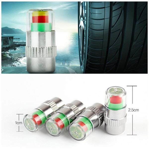 

4pcs/set 2.4 bar car tire pressure monitoring valve cap sensor indicator 3 color eye alert car valve cap accessaries