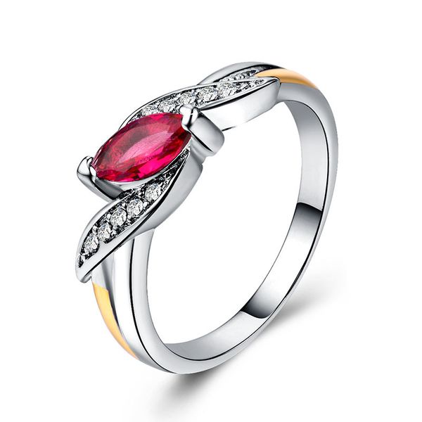 

925 silver plated кубический циркон лошадь глаз заполненные палец кольцо для женщин девушки свадеб обручальное exqusite купер ювелирных сша, Golden;silver