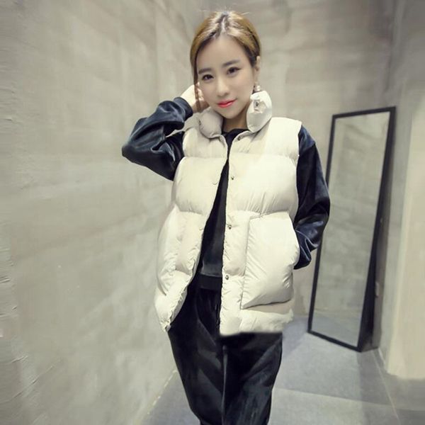 

wholesale autumn and winter women cotton vest white duck down soft warm waistcoat outwear brand vest coat high quality, Black;white