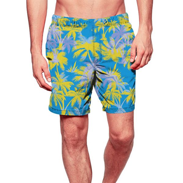 

chamsgend fashion men blue print casual beach shorts soft quick-drying loose sweatpants surf running basketball swimming trunks, Black;blue