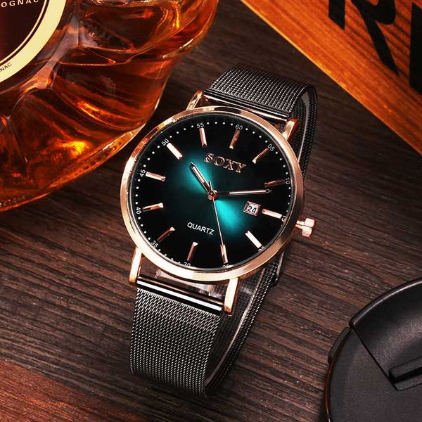 

fashion men's watch 2019 quartz watch men stainless steel strap business men's auto date round dial wristwatch reloj hombre, Slivery;brown