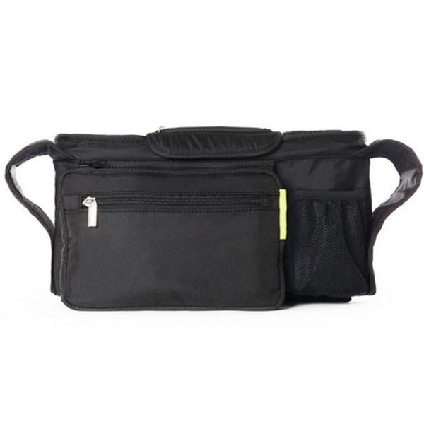 

storage bag diapers black pannier mommy baby stroller toys cup holders