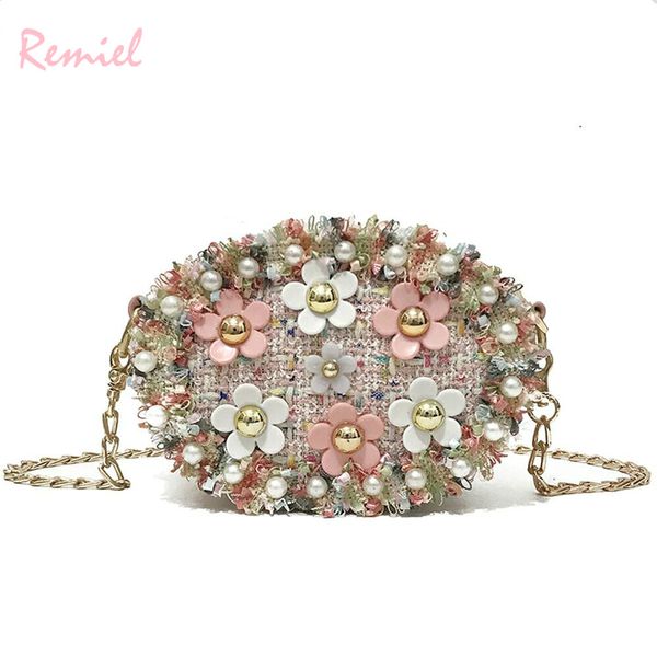 

women's designer handbag 2018 new woolen women bag pearl flower mini hand bag ladies chain shoulder messenger bags