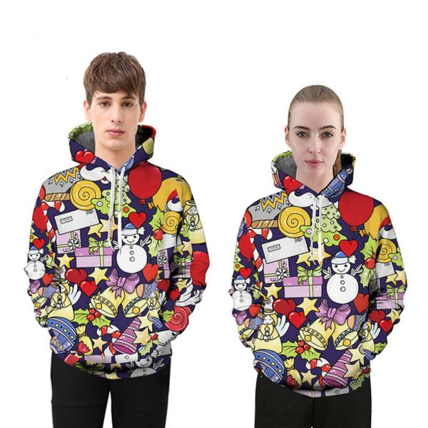 

christmas hoodies for men and women harajuku sweatshirt graffiti candy snowman hoodies autumn/winter festival wearing, Black