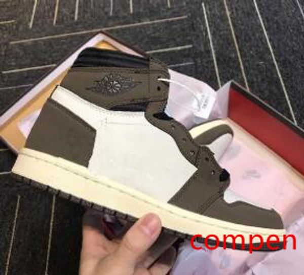 

2019 travis scotts x 1 high og ts sp 1s men basketball shoes sail dark mocha university red sports sneaker outdoor athletics ment