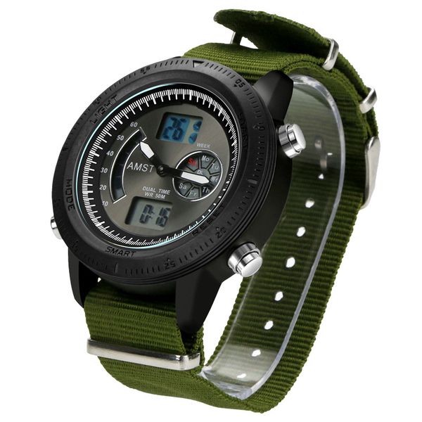 

watches men analog digital quartz wristwatches dual time sport watches male clocks 5atm waterproof relogio masculino, Slivery;brown