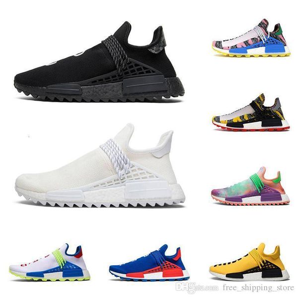 

2020 nmd human race hu pharrell williams men women running shoes nerd black blank canvas homecoming solar pack mens trainer sports sneaker