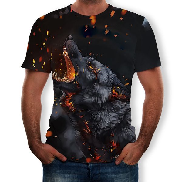 

европа и соединенные штаты молодежная футболка с короткими рукавами рубашки храбрый волк мужчин и женщин дизайнеры моды высокого качества мо, White;black