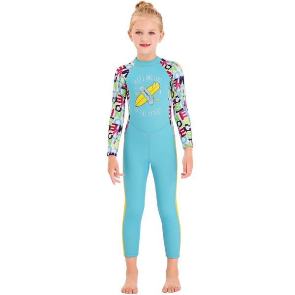 

kids 2.5mm wetsuit panda pattern for boys girls keep warm one-piece long sleeves uv-proof swimwear diving suit, White