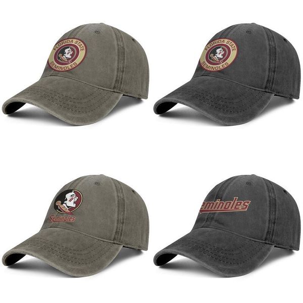 

florida state seminoles football logo denim baseball cap golf sports personalized trendy hats round logo primary team marble, Blue;gray