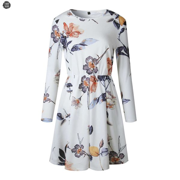 

spring dress women casual o neck elastic waist slim flower printed summer beoho beach dresses designer clothes, Black;gray