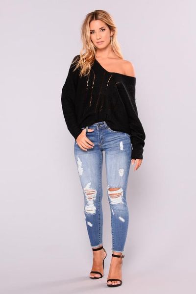 

sz.wensidi 2 quality jeans woman new style large size ladies jeans fashion casual long pants girls women ripped drop ship, Blue
