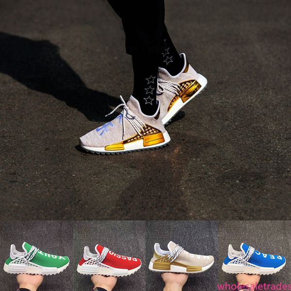 

2019 human race mens shoes peace passion happy youth and heart hu pharrell williams black blue green red white womens sneakers schuhe