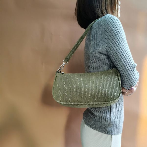 

retro 2019 autumn winter niche design corduroy underarm shoulder bag female luxury handbags clutch women baguette bags designer