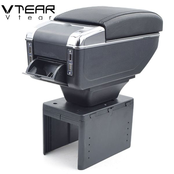 

vtear for daihatsu sirion armrest box usb charging heighten double layer central store content cup holder ashtray accessories